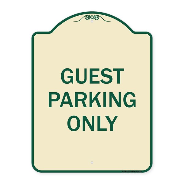 Designer Series Guest Parking Only, Tan & Green Heavy-Gauge Aluminum Sign, 24" x 18", TG-1824-23929